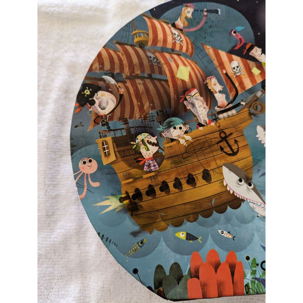 Janod Puzzle Giant Floor Puzzle ~ Pirate Ship w/ Sunken Treasure 39 pieces - Picture 6 of 16